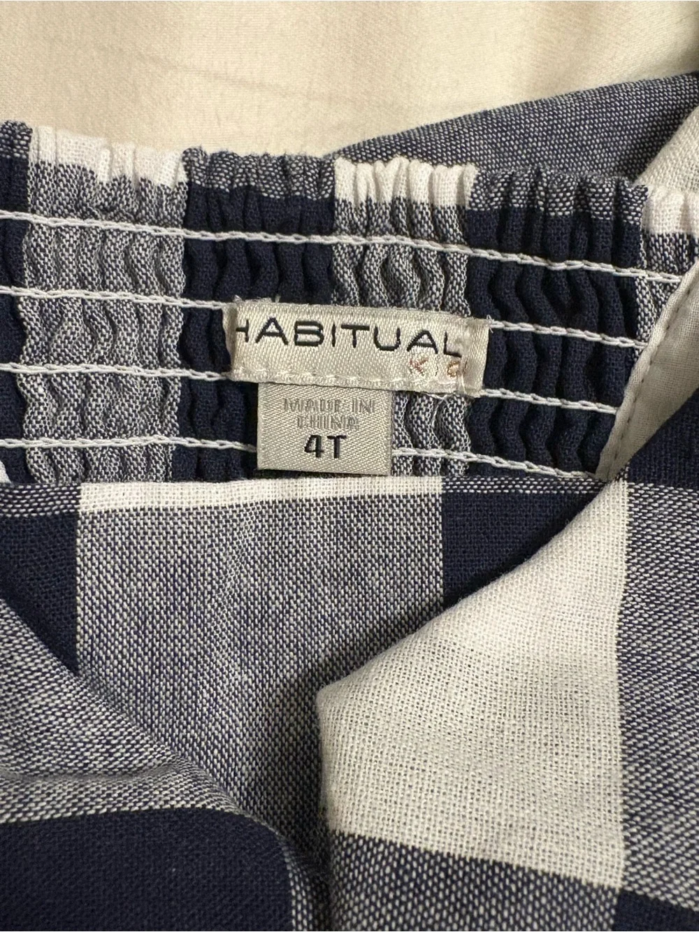 Habitual Kids Navy Buffalo Check Ruffle Jumpsuit Girls Size 4T